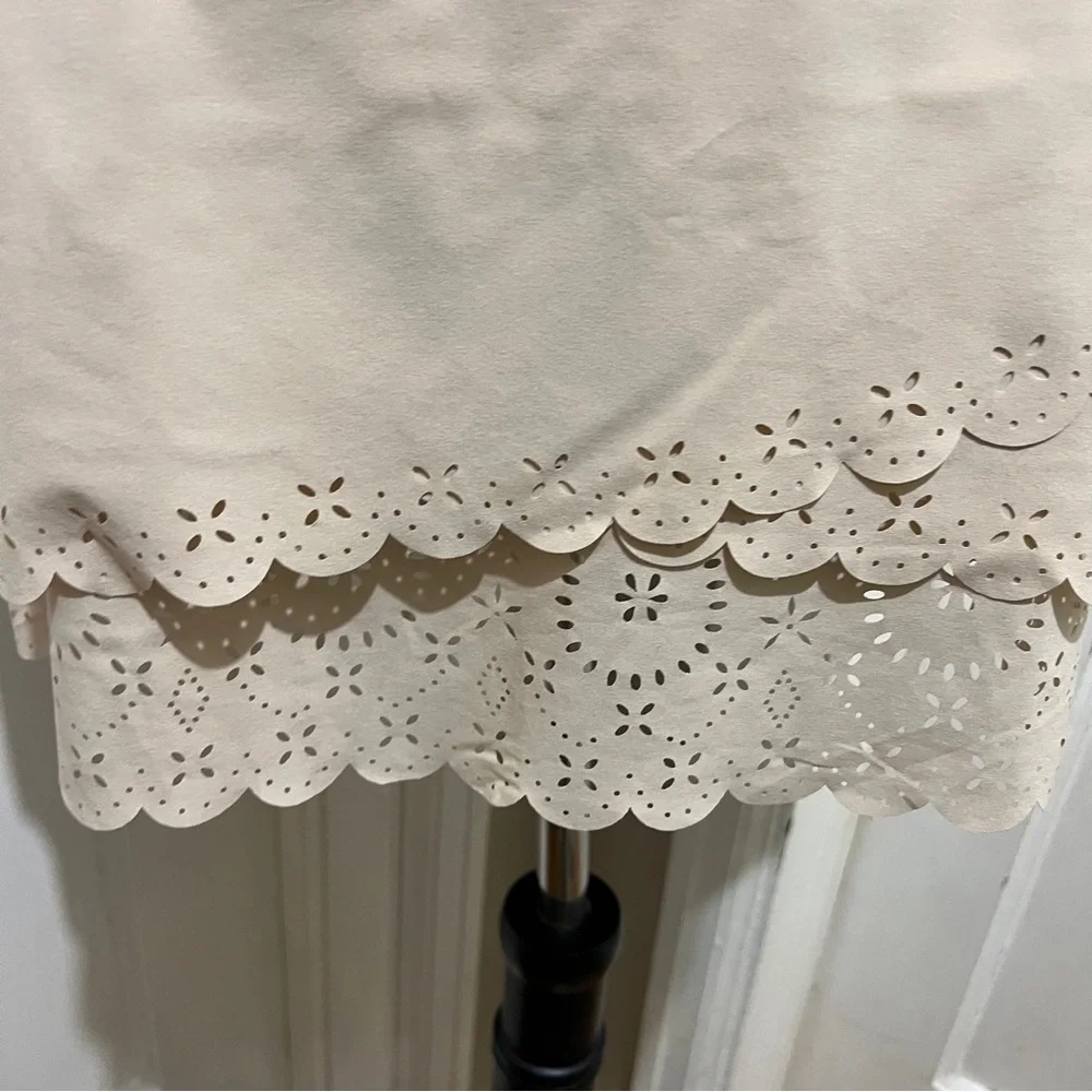 Lucky in Love Beige Mini Skort with Scalloped Hem - Picture 4 of 14